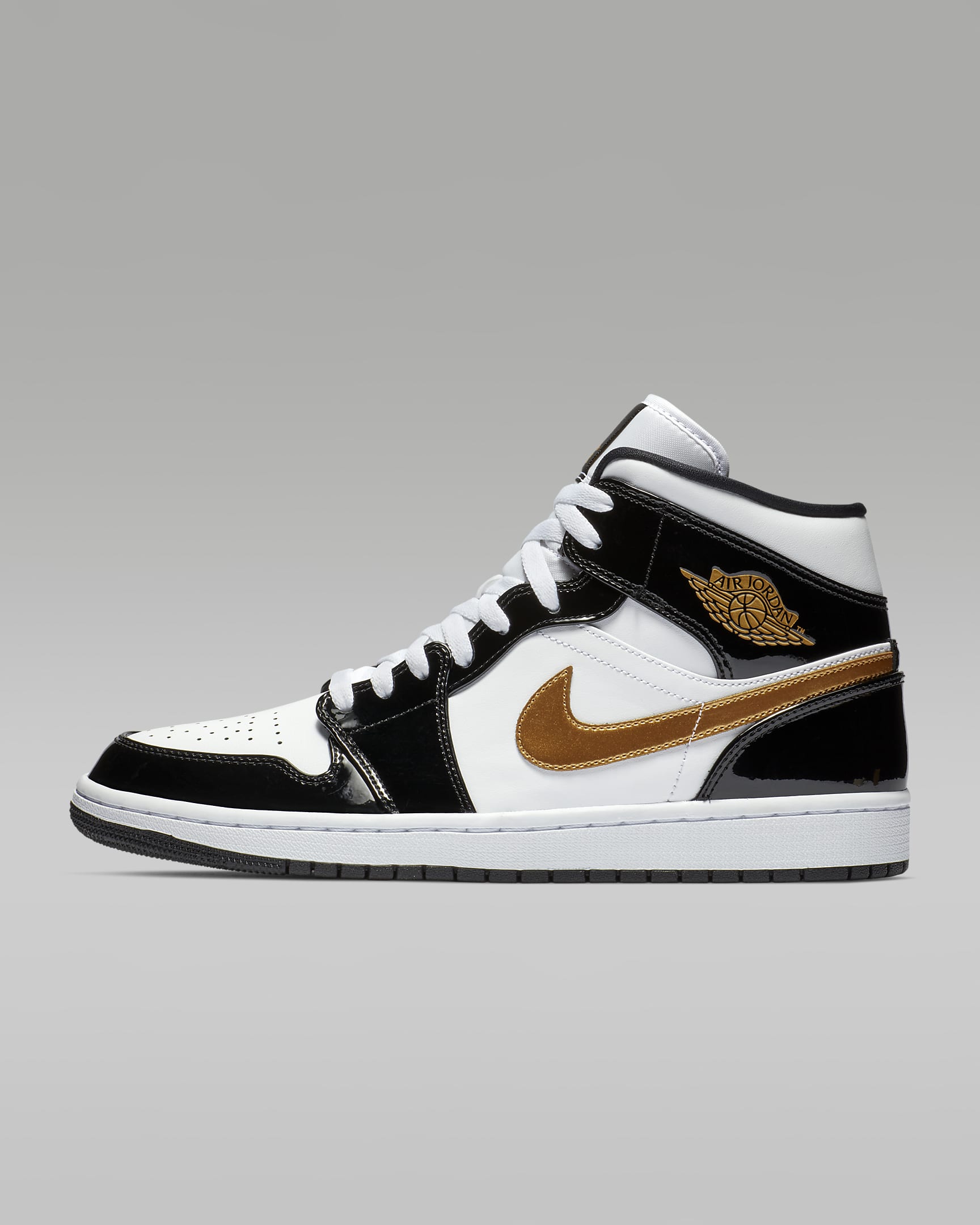 Nike Air Jordan Mid SE Patent Black Gold – yaza snkrz
